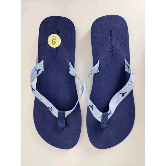 Vera Bradley Webbing Strap Women's Flip Flops Sandals Really Regatta Blue Size 9 - Picture 7 of 8
